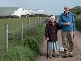 Lilian, Mickey and Keith at Seaford Head